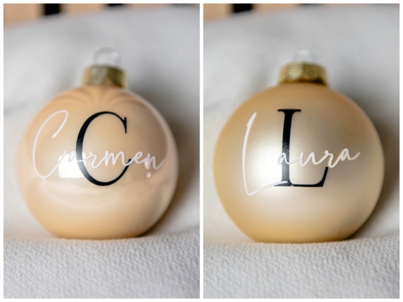 Bola navideña elegantemente personalizada 8 cm de cristal auténtico con letra inicial imagen 5