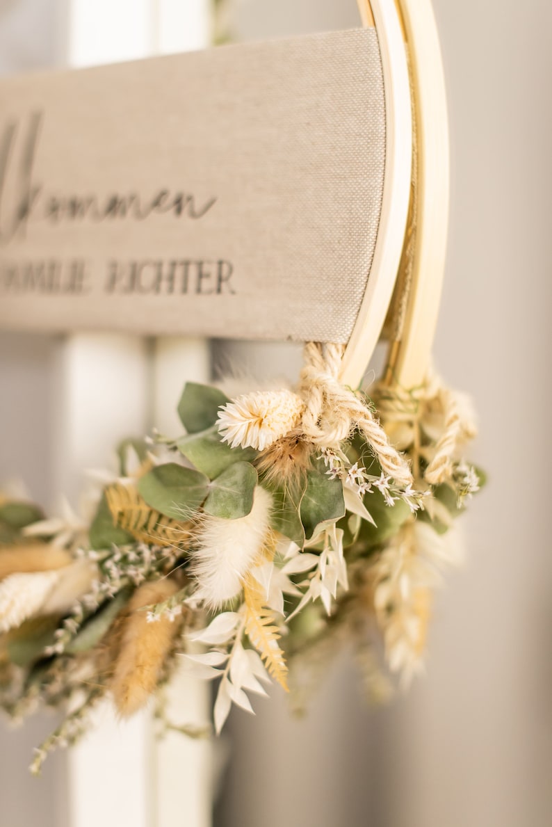 Einzigartiger Türkranz Deluxe mit Trockenblumen personalisierte Geschenke Hochzeit, Geburtstag, home decor Bild 5