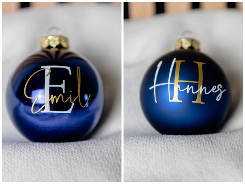 Stylishly personalized Christmas ball 8 cm in real glass with initial letter image 6