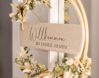 Personalisiertes Geschenk zur Hochzeit: eleganter Premium Türkranz mit Trockenblumen – für Freunde und Familie oder als persönliche Deko
