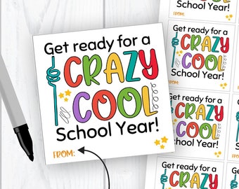 Back to School or Meet the Teacher Night Crazy Straw Gift Tags to Students