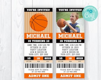 Editable Basketball Ticket Invitation, Sports Self Editing Invite, INSTANT ACCESS