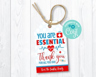 Nurse Appreciation gift tags, Self Editing favors tag, INSTANT ACCESS