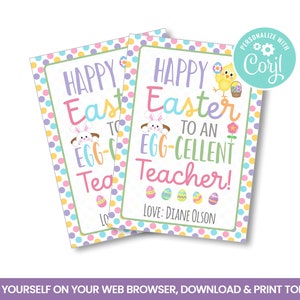 BEWERKBARE Happy Easter Printable Gift Tags, Easter Egg Hunt Treat tags ideeën, Kids, Teacher Appreciation Self Editing gunsten, INSTANT ACCESS