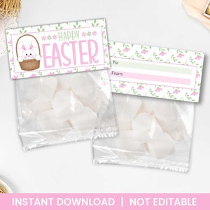 Frohe Ostern Leckerli Beutel Topper - Hase und Blumen - Geeignet für Kinder und Erwachsene - PDF Instant Download.