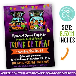 EDITABLE Halloween Trunk or Treat Flyer Template, 8.5x11 Inches ...