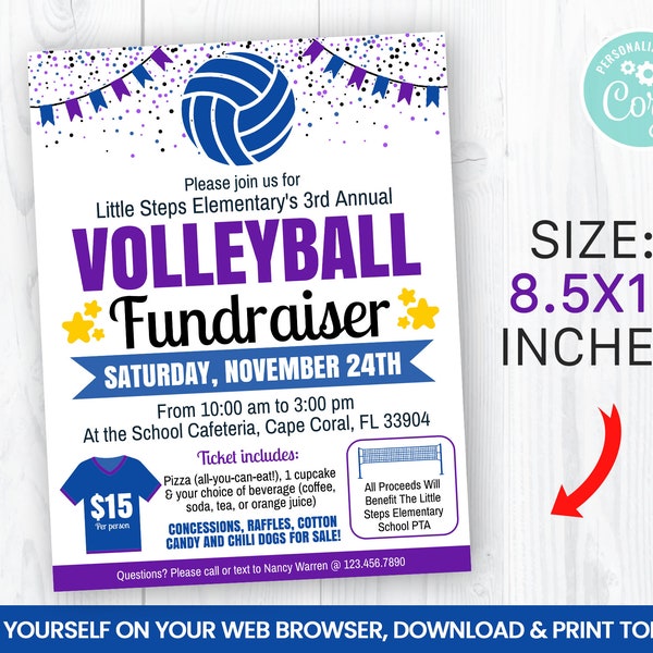 Volleyball Fundraiser Template Etsy Volleyball Fundraiser Template Etsy