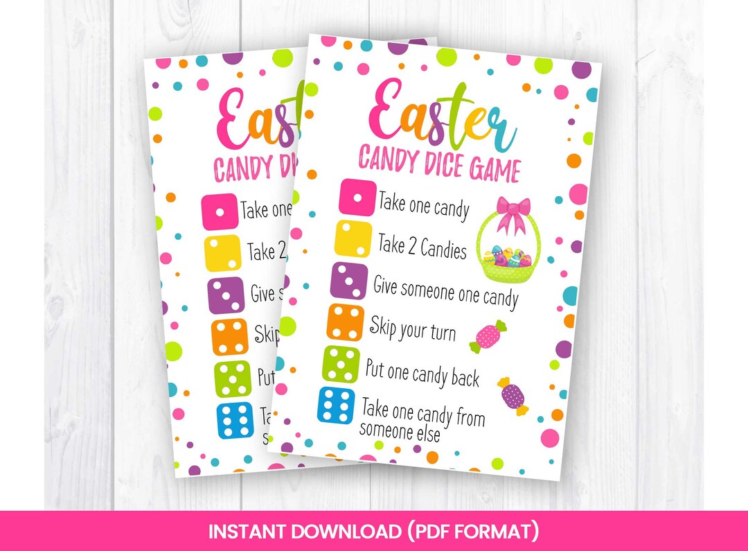 Easter Dice Game Printable, Candy Exchange Dice Game for Kids, Easter
