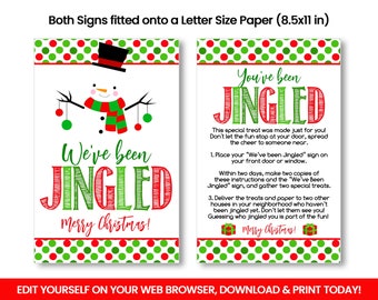 EDITABLE We've Been Jingled Sign, You've Been Jingled,  Neighbors, Desktop Office Game, Christmas Snowman Self Editing, INSTANT ACCESS