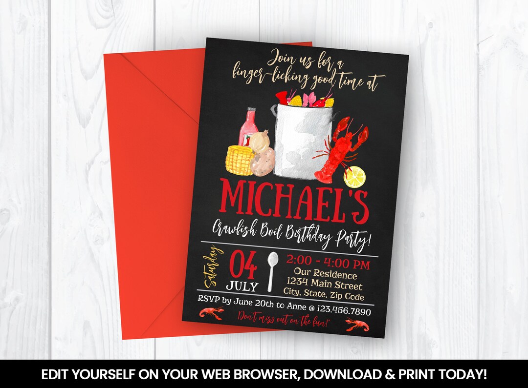 Editable Crawfish Boil Birthday Party Invitation Family - Etsy