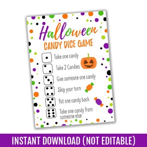 Halloween Candy Dice Game Printable Kids Activity Holiday - Etsy