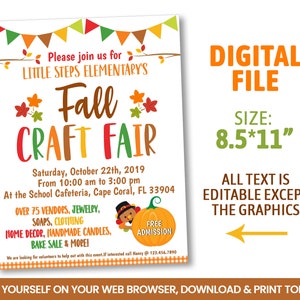 EDITABLE Fall Craft Fair Flyer Template, Boutique, Bazaar, Boutique 8 ...