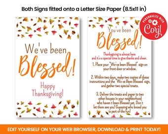EDITABLE We've Been Blessed Sign, You've Been Blessed,  Fall Leaves,  Self Editing Fall Sign, Thanksgiving,  INSTANT ACCESS