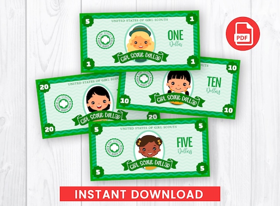 Printable Bucks, Girl Scouts Money Activity, Girl Scouts Dollars, PDF ...