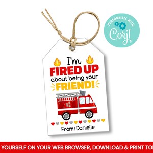 EDITABLE Fire Engine Gift Tags Firetruck Treat Tags Ideas - Etsy