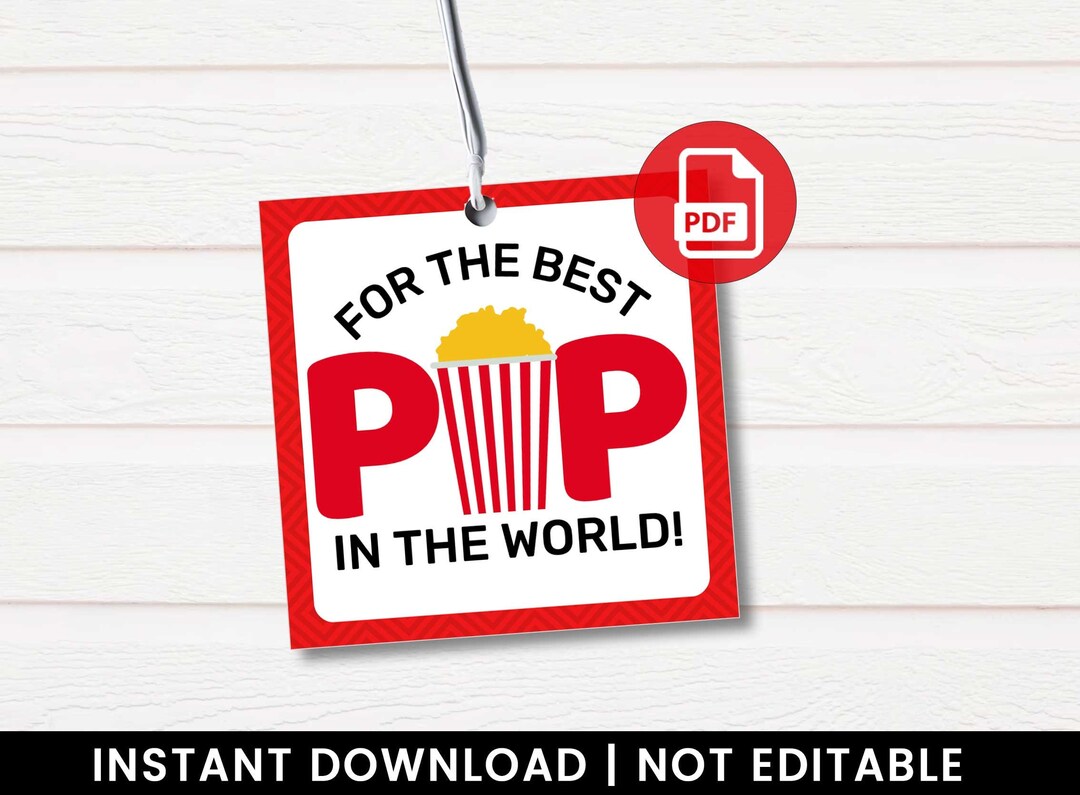 Printable Popcorn Themed Gift Tags, Movie Night DIY Father's Day Treat ...