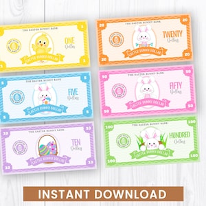 Dólares de Conejito de Pascua, Dólares de Pollito y Conejito imprimibles, Actividad de Dinero de Pascua Feliz, DESCARGA INSTANTÁNEA PDF
