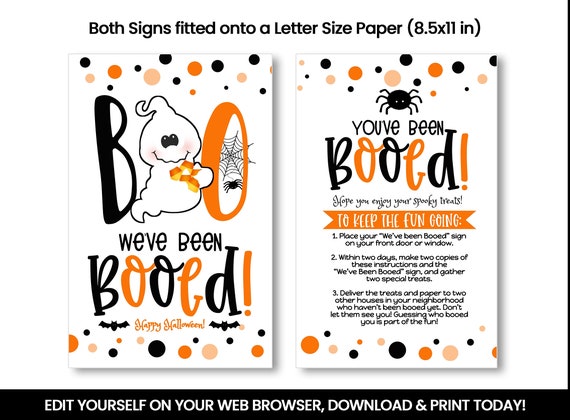 EDITABLE We've Been Booed Sign You've Been Booed Boo