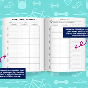 EPEWIZD Food And Fitness Journal Hardcover Wellness Planner Workout - View #7
