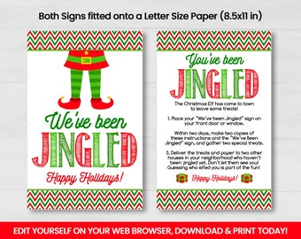 EDITABLE We've Been Jingled Sign, You've Been Jingled,  Neighbor Christmas Game, Christmas Favor Tags Self Editing, INSTANT ACCESS