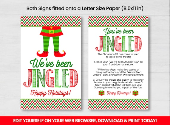 We've Been Ho Ho Ho'd Christmas Game Editable Template, I've Been Jingled  Labels Printable, Santa Sign Instructions, Holiday Party Games