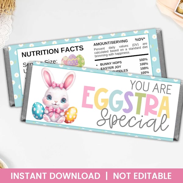 Easter Bunny Chocolate Bar Wrappers - Printable Candy Wrapper Designs