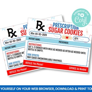 BEWERKBARE Nurse Appreciation Gift Tag, Rx Prescription Cookie, Treat tags, Medical Hospital Staff, Nurse Self Editing gunsten, INSTANT ACCESS