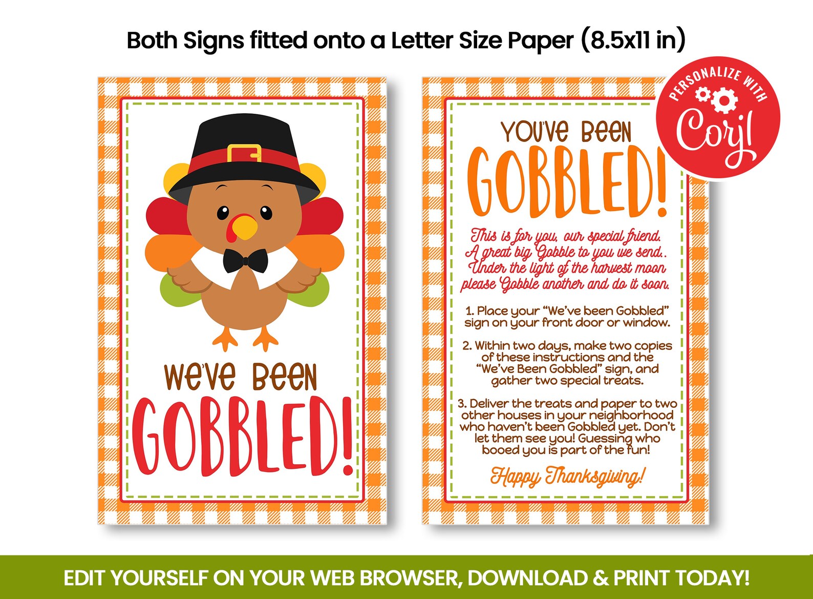 EDITABLE We ve Been Gobbled Sign You ve Been Gobbled Etsy