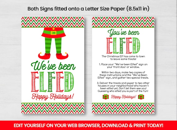 EDITABLE We've Been ELFed Sign, You've Been ELFed, Neighbor Christmas ...
