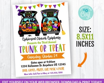 EDITABLE Halloween Trunk or Treat Flyer Template, 8.5x11 Inches, Cars Self Editing Invite, INSTANT ACCESS