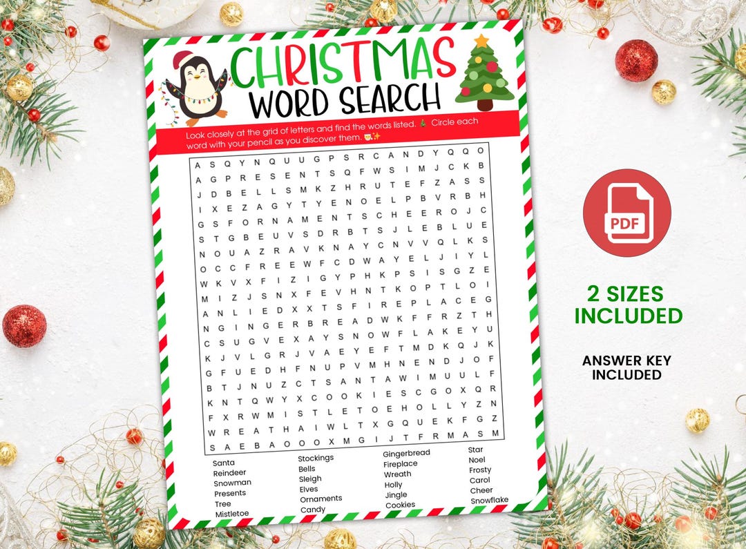 Christmas Word Search – Fun Printable Holiday Game for All Ages INSTANT ...