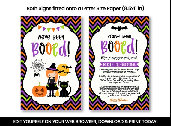 EDITABLE We've Been Booed Sign, You've Been Booed, Witch, Cat, Bat Self Editing, INSTANT ACCESS Il_570xn