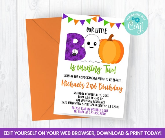 Ghost Invitation, Boo Bash Party Self Editing Invite, 5x7 inches, INSTANT ACCESS Il_570xn