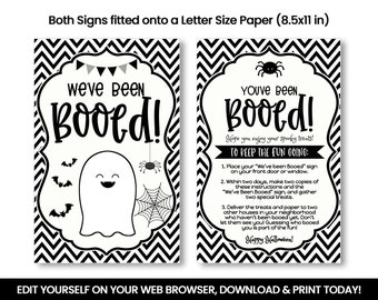 EDITABLE We've Been Booed Sign, You've Been Booed,  Ghost Self Editing, Black Ink Only, INSTANT ACCESS