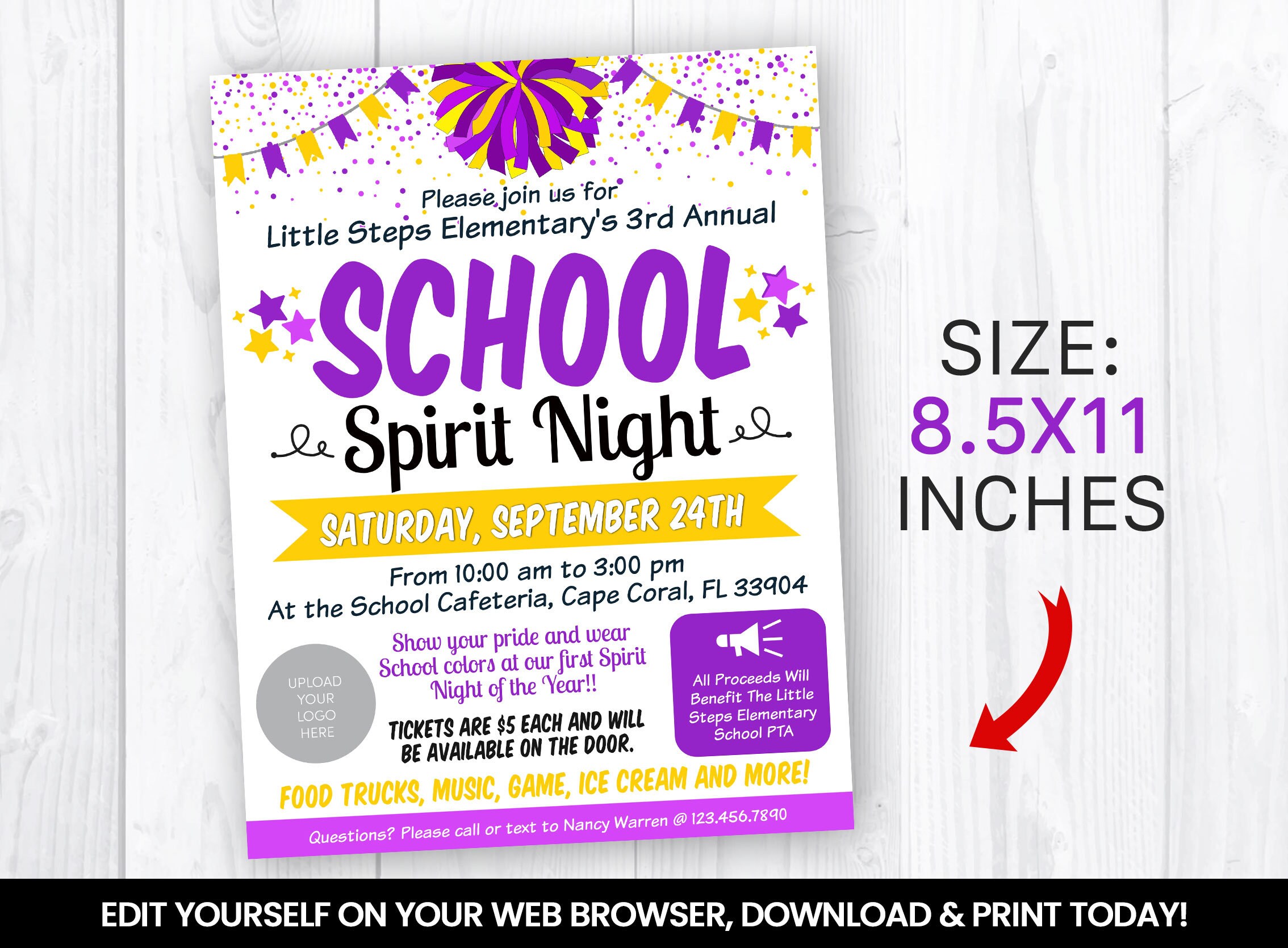 Editable School Spirit Night Flyer Printable Template — TidyLady ...