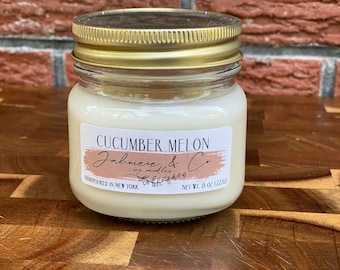 Pepino Melón 8oz Vela de soja, Handpoured, Regalos, vela de melón de pepino, vela perfumada