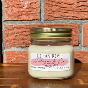 Ocean Rose 8oz Soy Candle, Handpoured, Gifts, ocean rose candle, scented candle