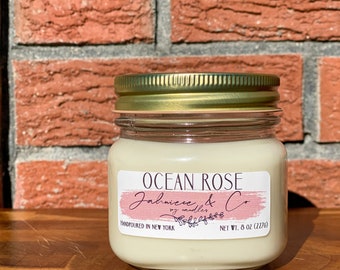 Ocean Rose 8oz Soy Candle, Handpoured, Gifts, ocean rose candle, scented candle