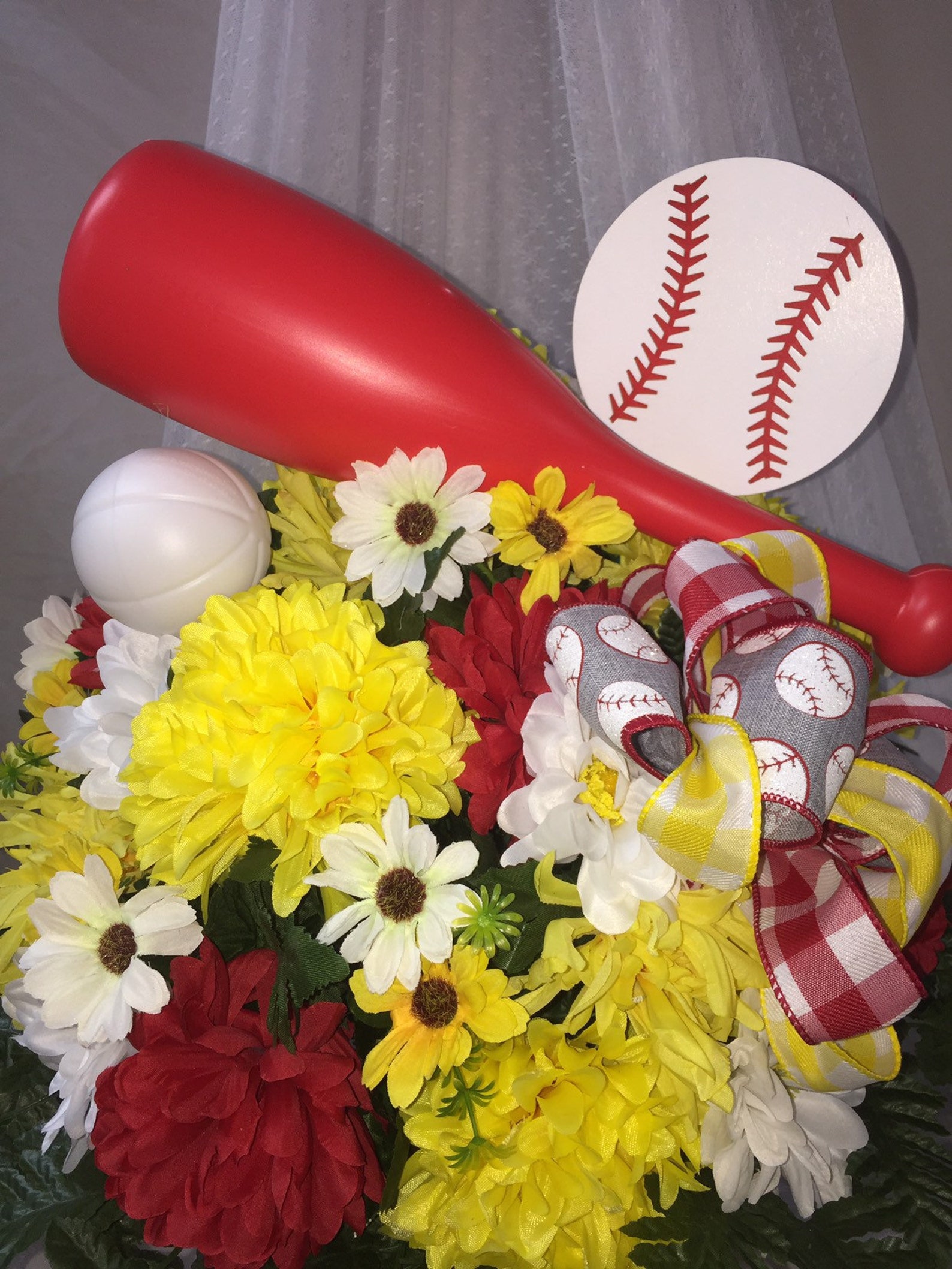 Batter UpBaseball theme Cemetery Flower Arrangement Etsy