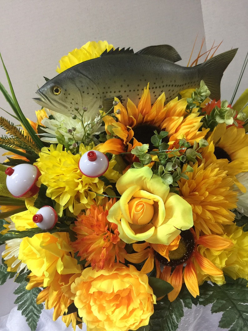 Gone FishingCemetery vase flower arrangement Etsy