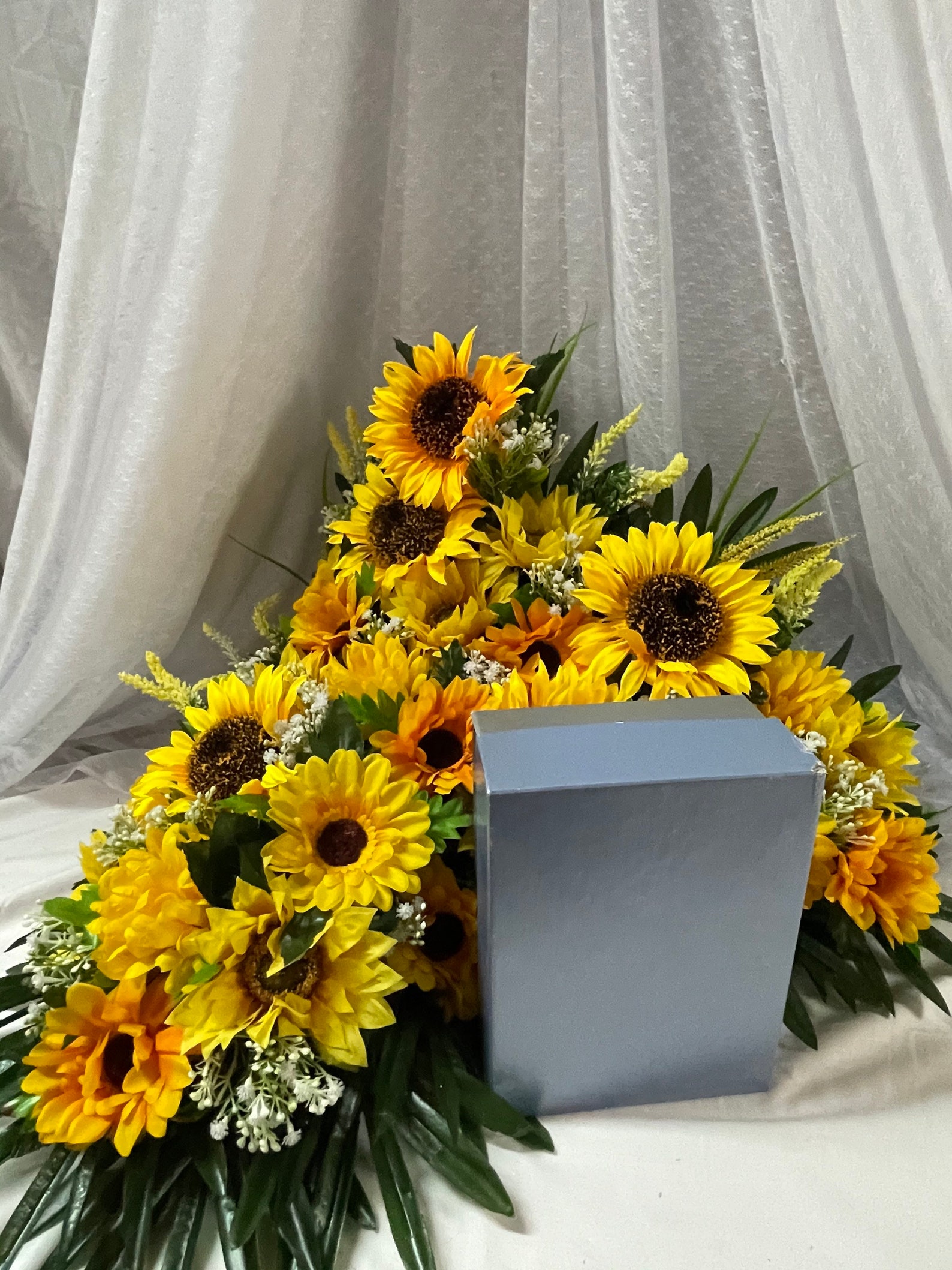 Urn Funeral Flower Arrangement Sunny Sunflowers Etsy