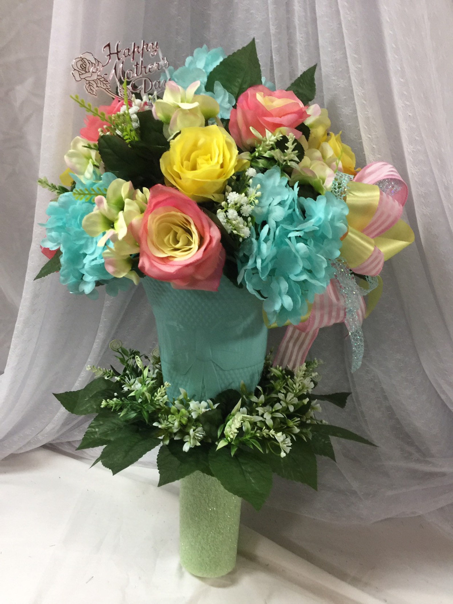 Flower Basket Cemetery Flower Arrangement Etsy