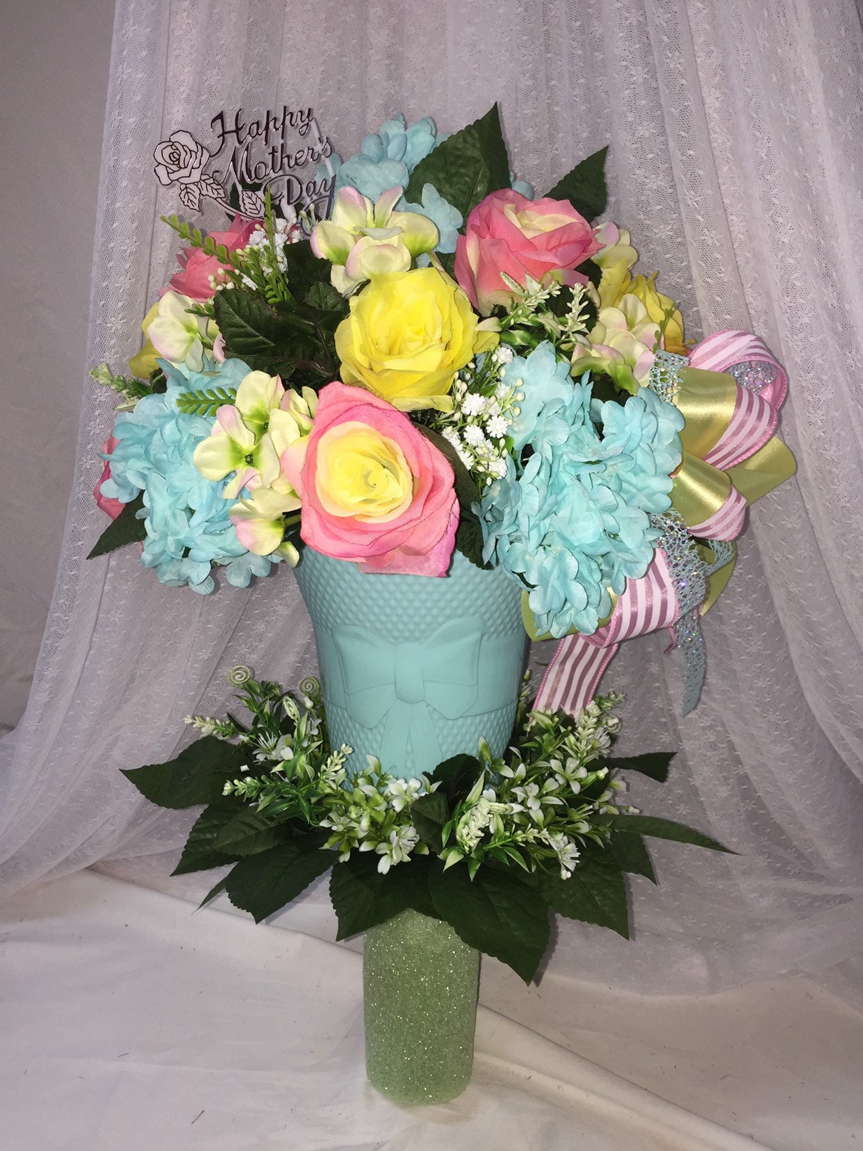 For Mother Flower Basket Cemetery Flower Arrangement Etsy
