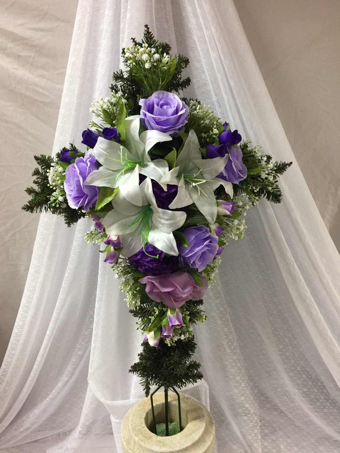 Cross Cemetery Flower Arrangementground stake Etsy