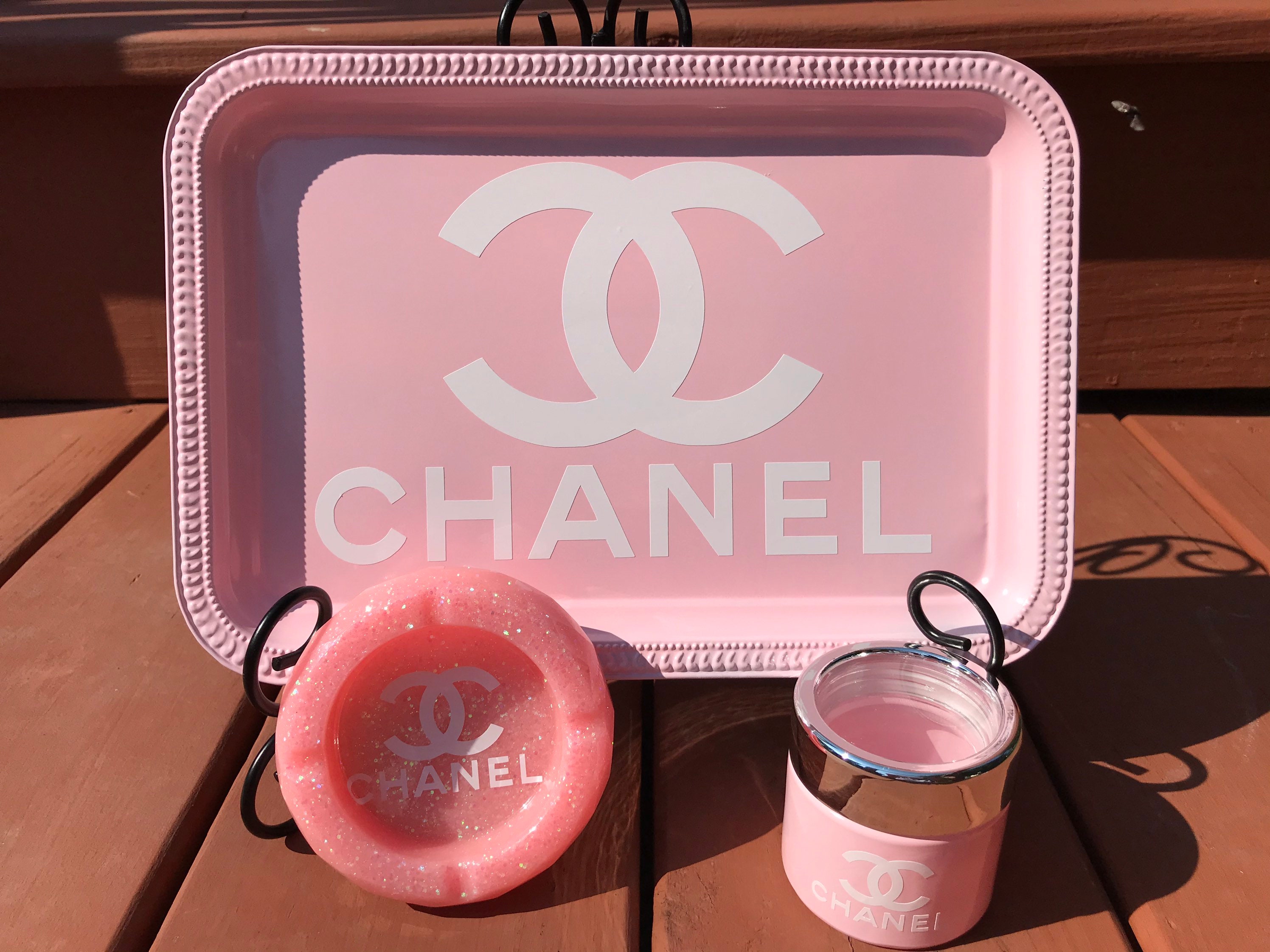 Chanel Rolling Tray Stash Jar and Ashtray Set Weed Tray 
