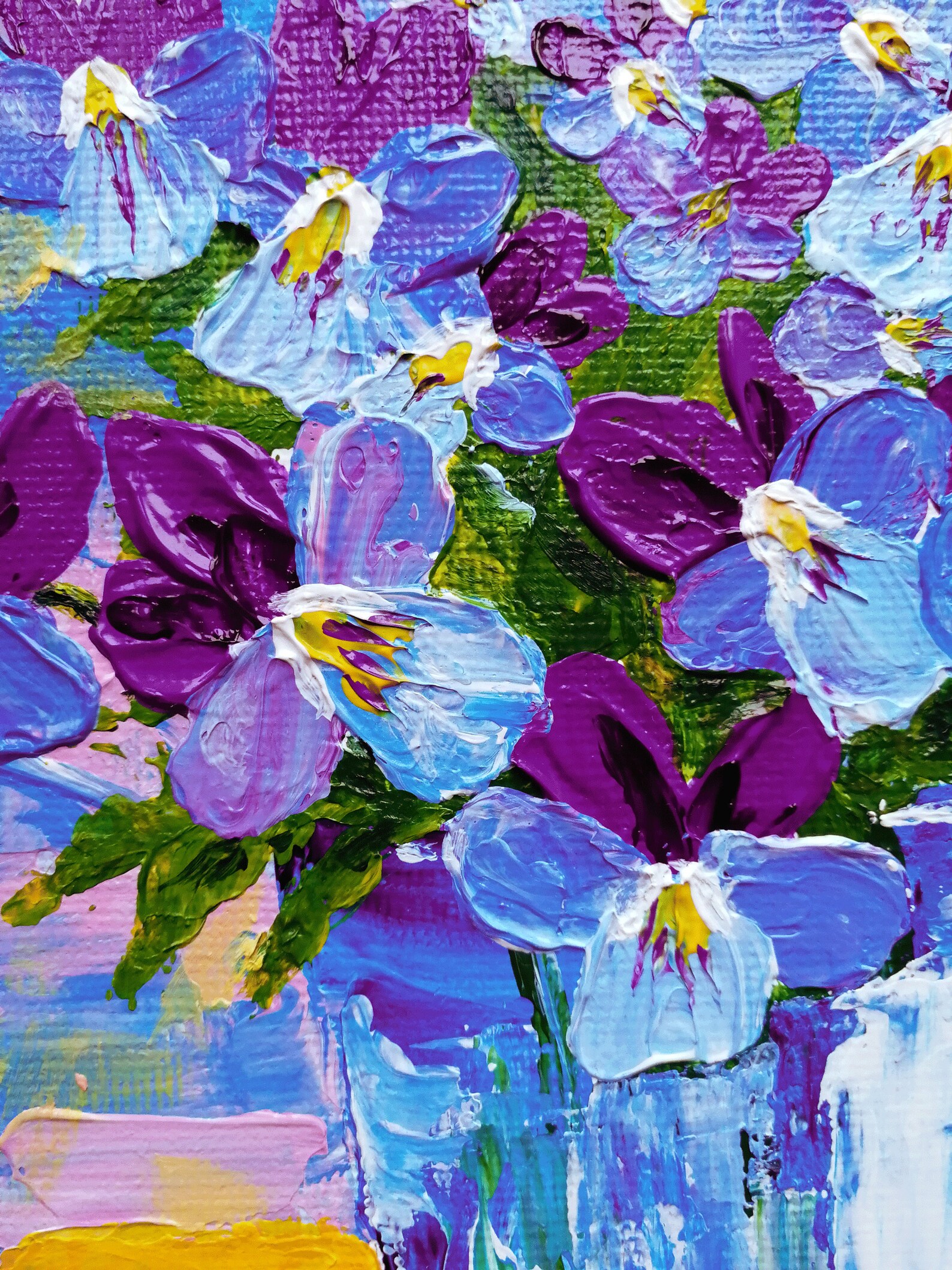 Viola Painting Flower Original Art Wildflower Painting Impasto Etsy