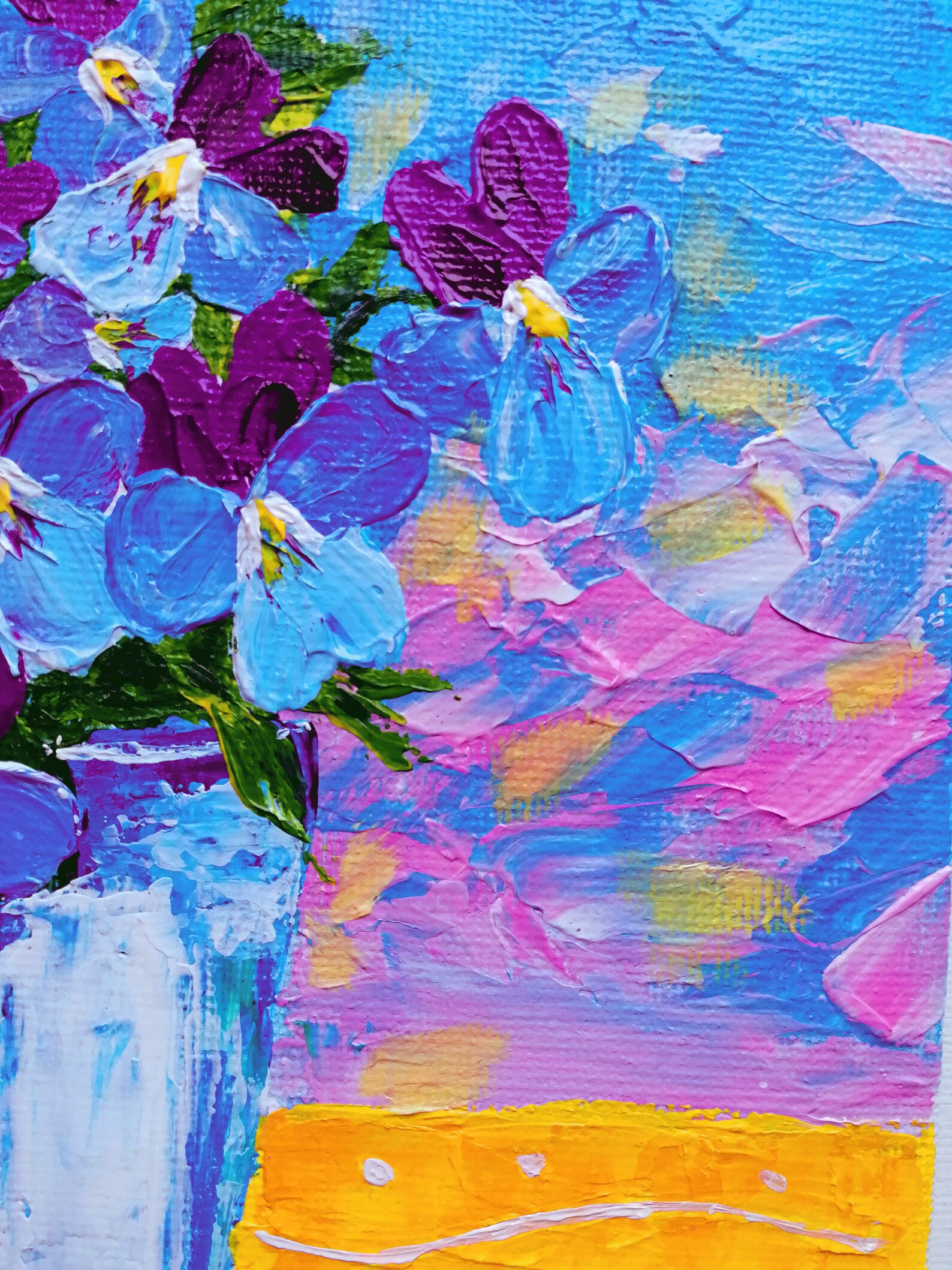 Viola Painting Flower Original Art Wildflower Painting Impasto Etsy