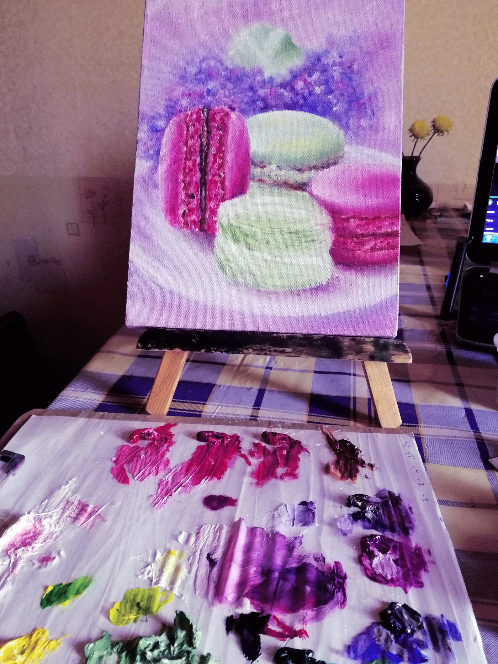 Dessert Painting Food Original Art Cake Macarons Artwork Etsy