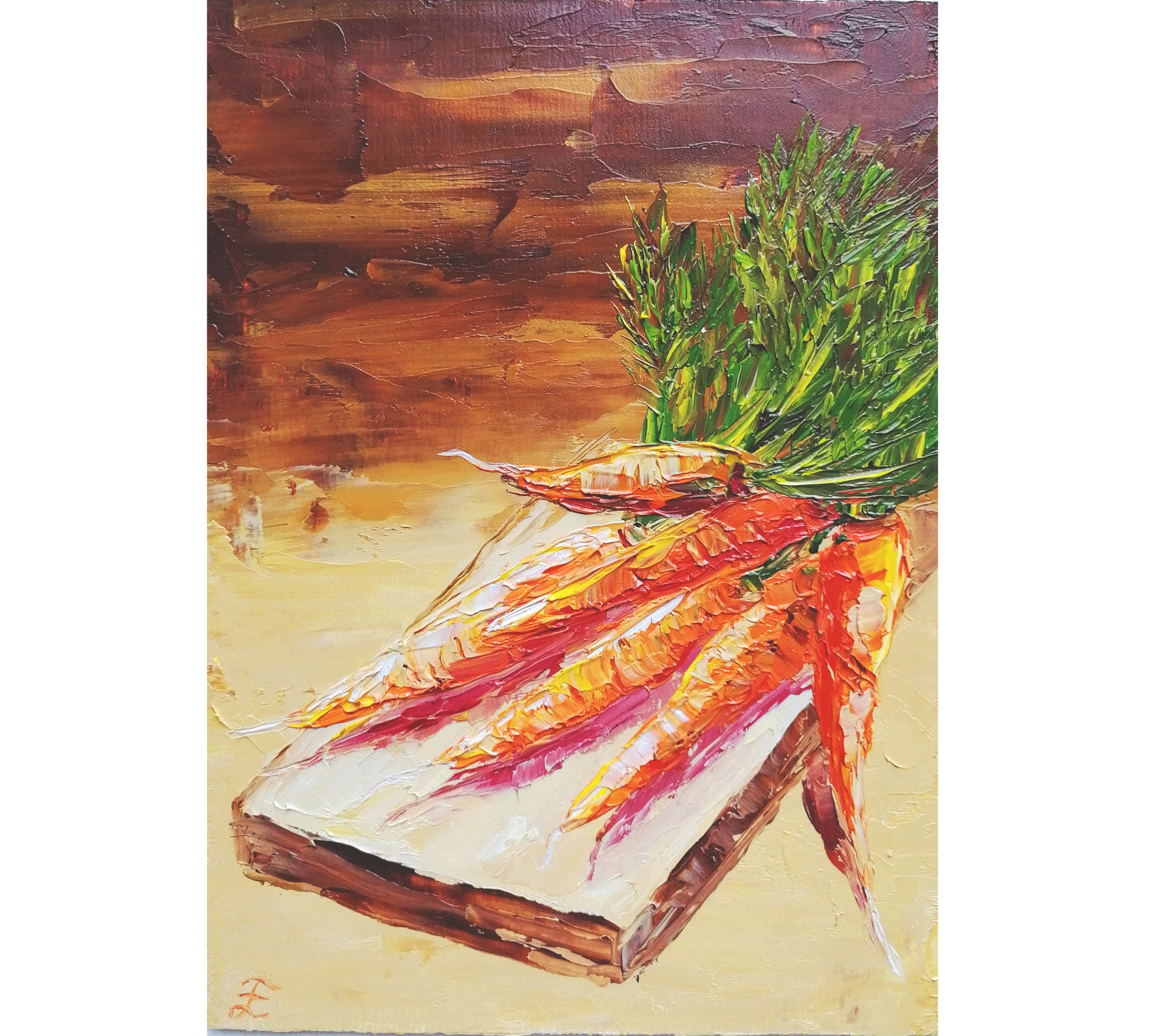 Carrot Painting Original Art Food Oil Painting Carrot Still Etsy