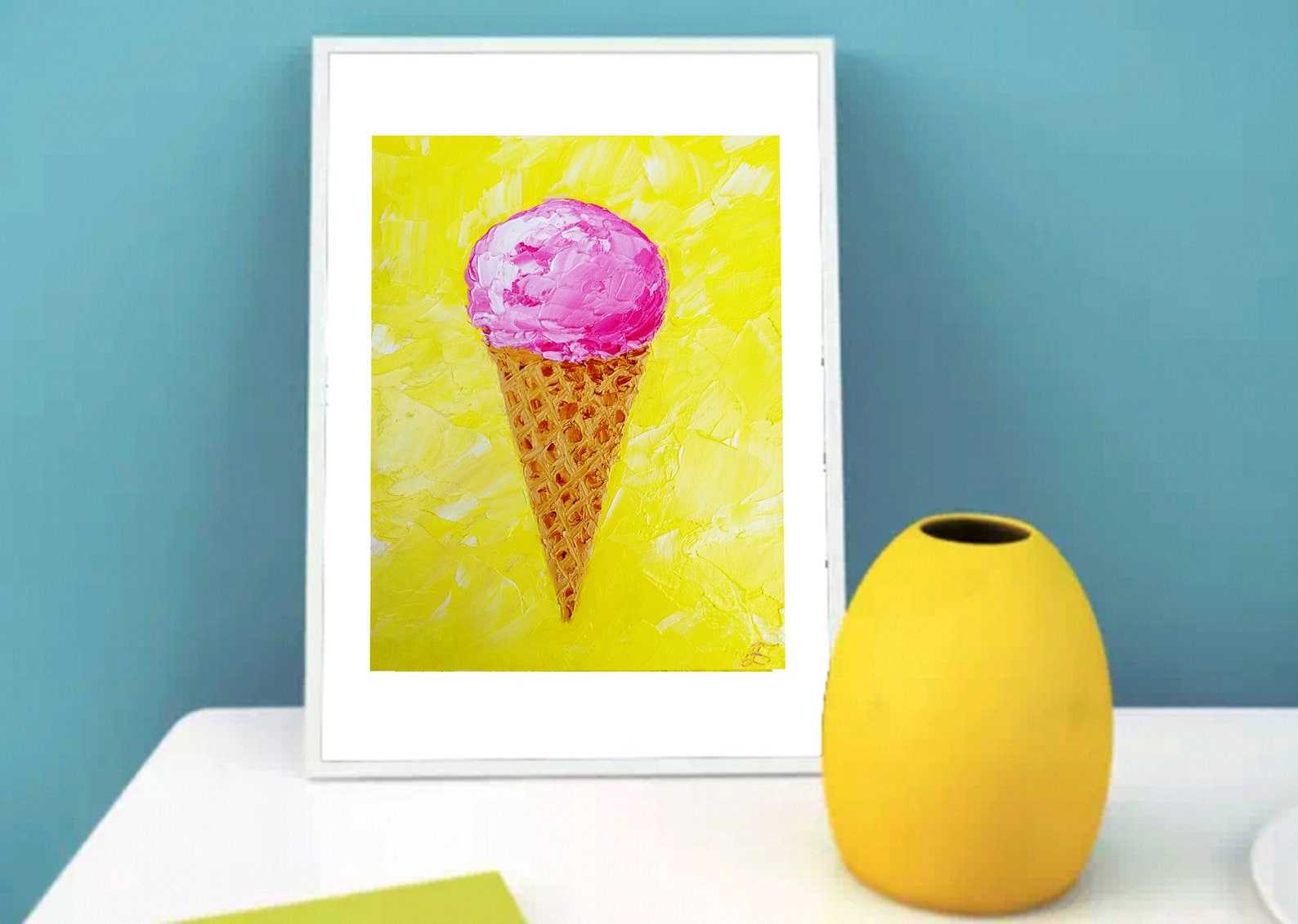 Dessert Ice Cream Painting Original Art Food Still Life Etsy